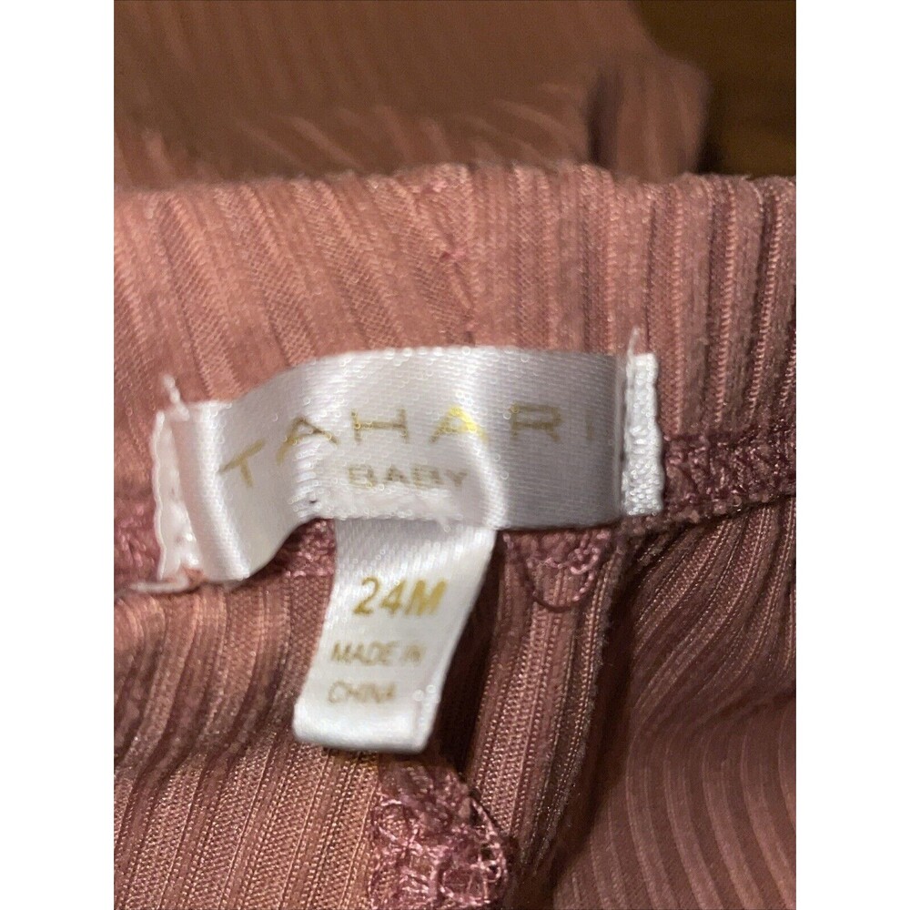 Tahari Baby Girl 24 Months Ribbed Leggings Beige Taupe Elastic Waist Pull On - Picture 3 of 5